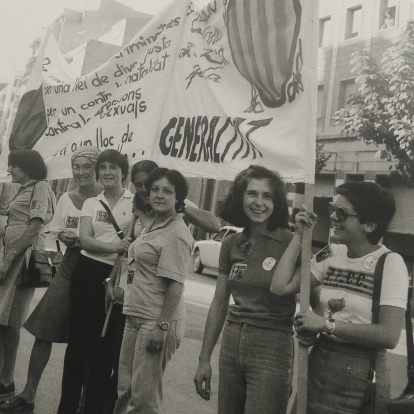 11 de setembre. Representants lleidatanes de l’Associació Catalana de la Dona, a la manifestació de la Diada celebrada el 1977.