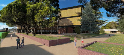 Simulació d’un dels nous espais exteriors i accessos del futur campus de la Institució Lleida.