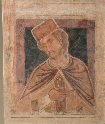 Un dels petits fragments del conjunt mural que ha sortit del museu.