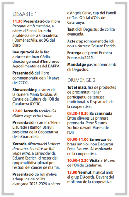 El programa complet de la Primera Premsada.