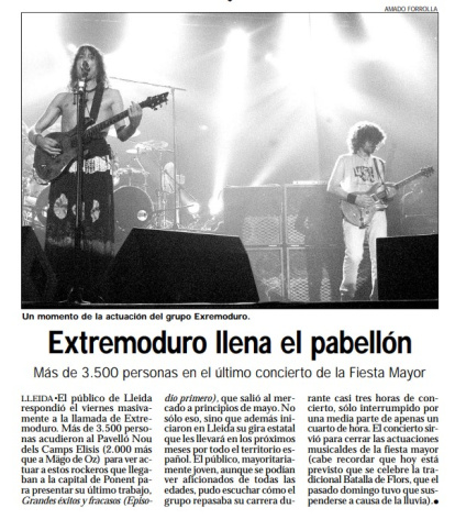 Crònica del concert d'Extremoduro, l'any 2004