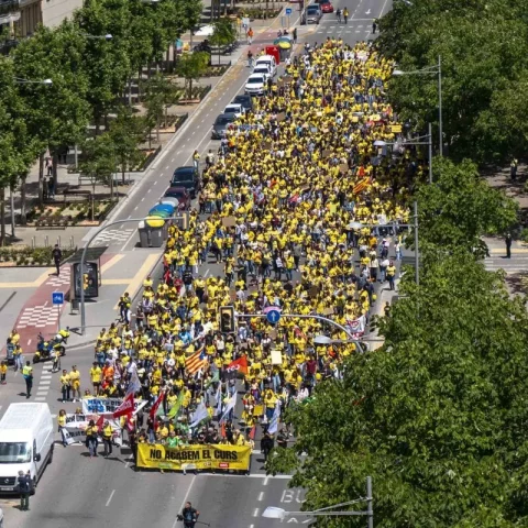 Imatge de la manifestació dels docents del dia 15, quan hi va haver la vaga sectorial a Lleida. - PAU PASCUAL PRAT